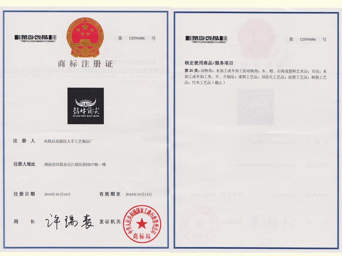 鉆牛角尖商標注冊證書